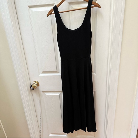 NWT Vince Black mixed media Midi Dress Scoop Neck Sleeveless tank XS - Picture 2 of 12